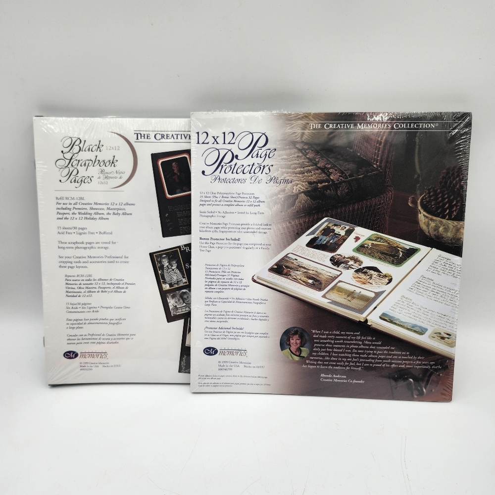 2 NEW Creative Memories Black Scrapbook 12x12 pages and page protectors